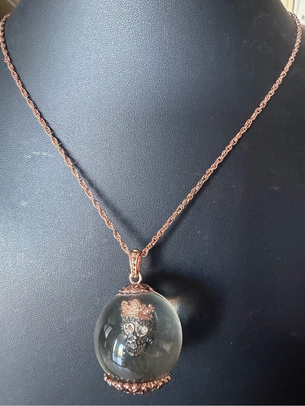 Betsey Johnson Bauble Skull Girl Globe Pendant Necklace